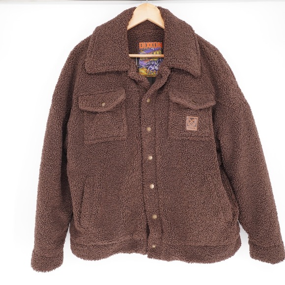 DIXXON Other - Dixxon Flannel Co Sherpa Jacket Mens L Brown Snap Flannel Lined Trucker Pockets